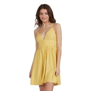 NWT Roxy Sundress Cover Up Ochre Yellow Tie Back Beach Dress - Medium